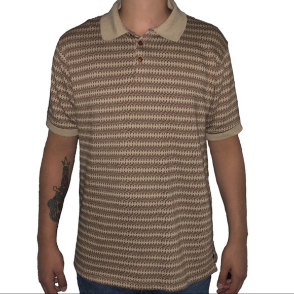 Andrew Fezza Other - ANDREW FEZZA Brown Tan Pattern Polo Shirt Large
